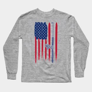 USA Flag with Fishing Long Sleeve T-Shirt